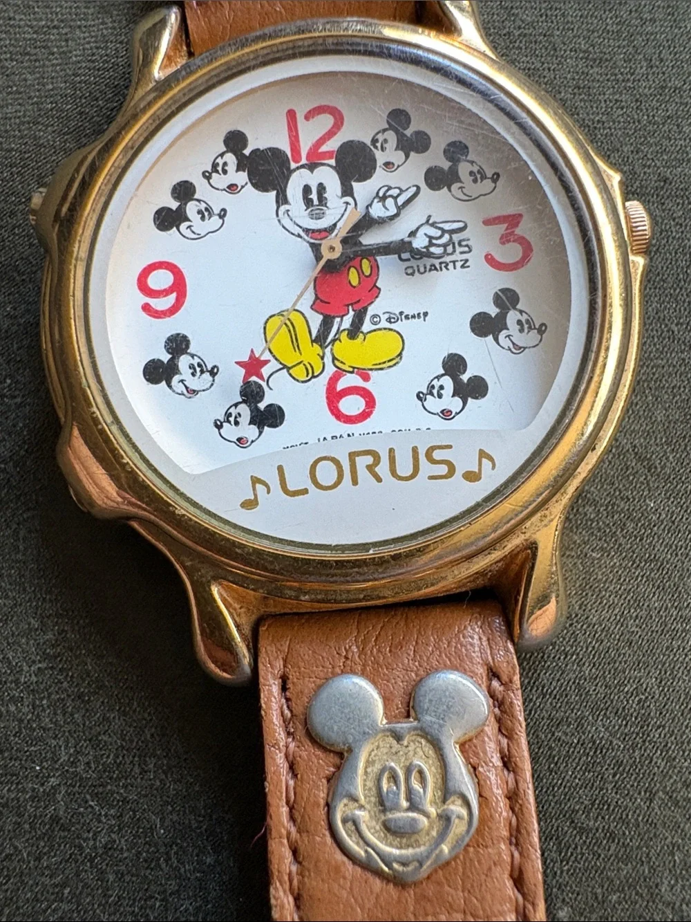 Lorus Disney Mickey Mouse Gold-Tone Quartz Watch in Brown